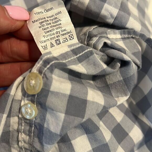 J. Crew Gray and White Check Cotton Button Down Long Sleeve Men’s Shirt Size S - Picture 12 of 13
